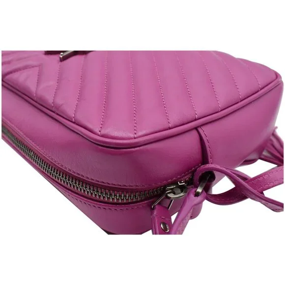 YVES SAINT LAURENT Lou Chevron Leather Camera Crossbody Bag Pink - Picture 7 of 12